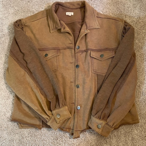 POL Jackets & Blazers - POL Brown-on-Brown Utility Jacket Size L